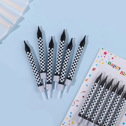 Birthday Candles Black White Checkered