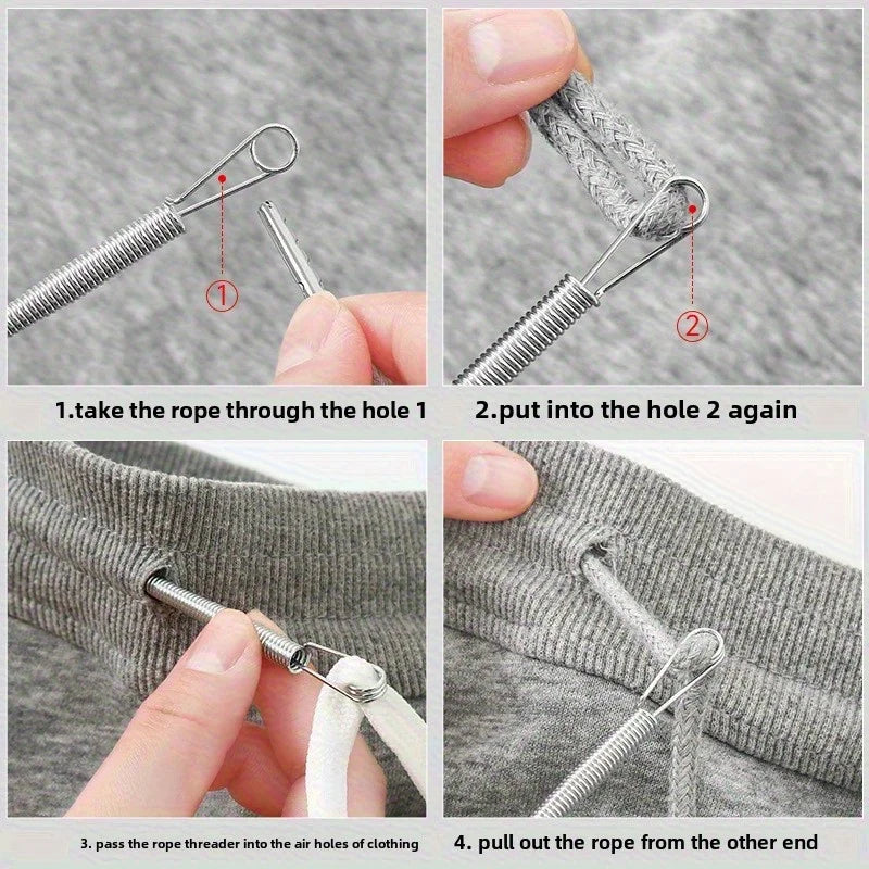 Drawstring Threader Clip Pants Hoodies Elastic Band