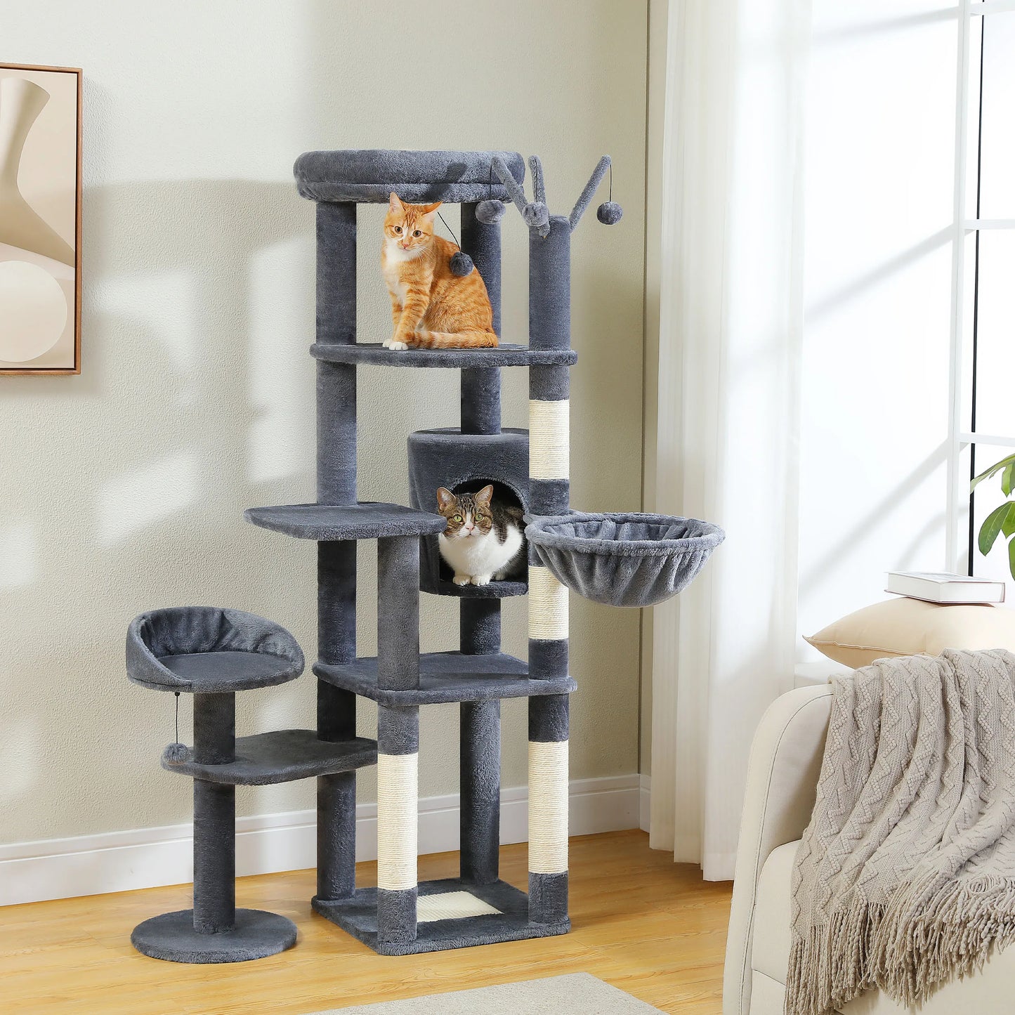 Cat Tree with Scratching Post, Hammock