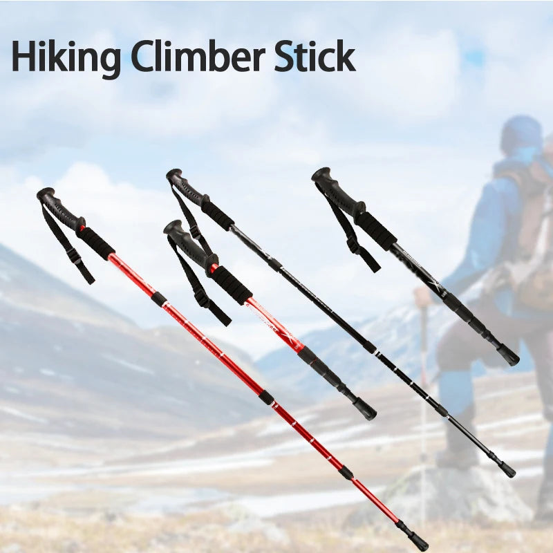 Ultralight Walking Trekking Poles Collapsible Aluminum  Hiking Grips Sticks Alpenstock Adjustable Non-slip Nordic Adult Canes Te