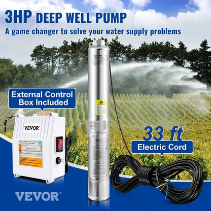 Deep Well Submersible Pump, 3HP 230V/60Hz