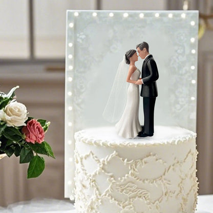 Elegant Bride & Groom Wedding Cake Plastic Topper