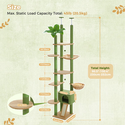 Cat Tree with Large Hammock, Sisal Scratching Posts
