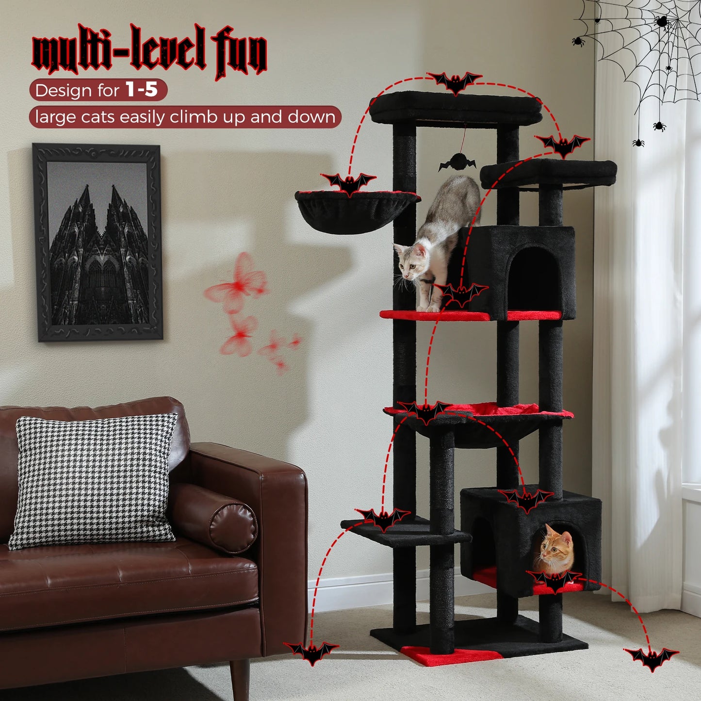 Cat Tree with Super Large Hammock, Scratching Posts