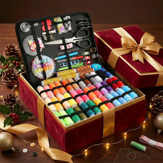 Portable Sewing Kit with Threads, Needles, Scissors