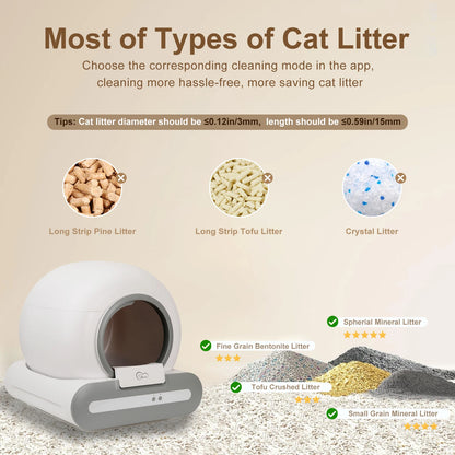 Self-Cleaning Cat Litter Box Suitable for Tofu Litter & Mixed Cat Litter