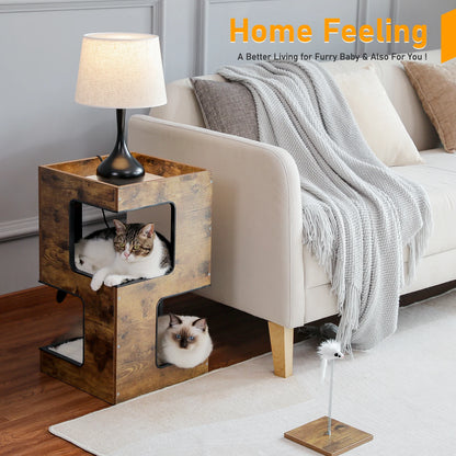 Cat Condo House Bed with Scratching Pad