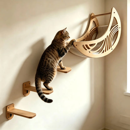 Wall Mounted Cat Shelves,  Hammock, Climbing Steps