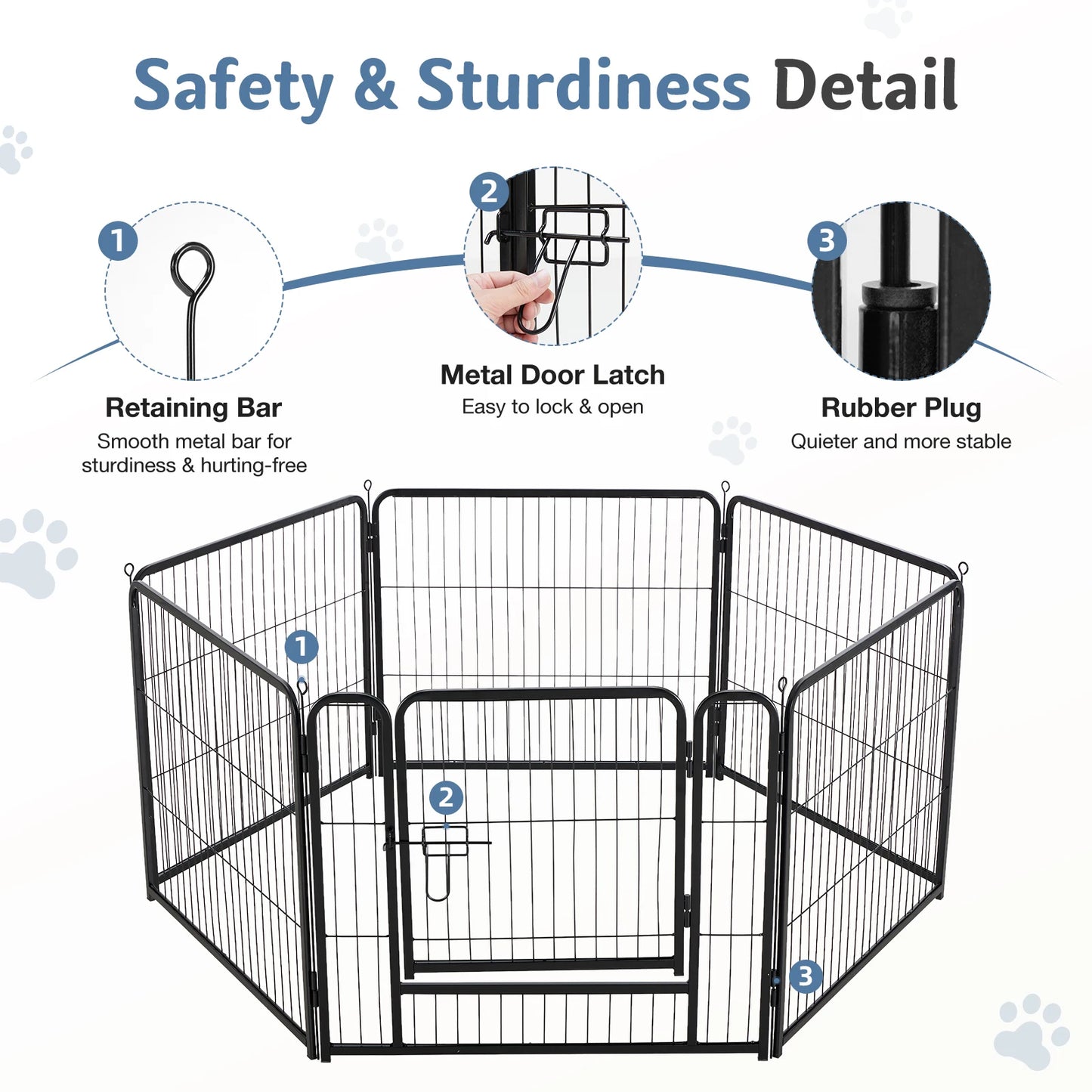 6 Panels Metal Dog Playpen  for Puppy Exercise
