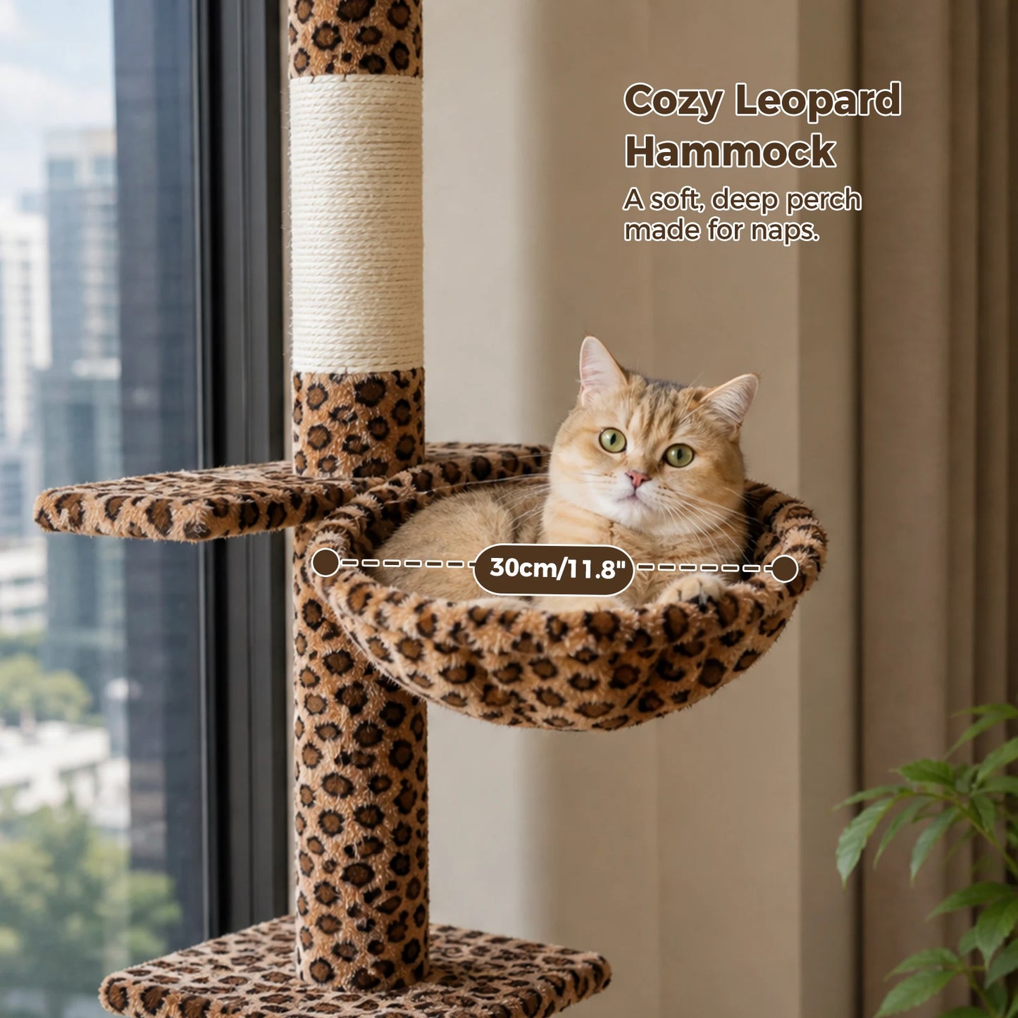 Cat Tree with Sisal Scratching Posts, Cozy Hammock