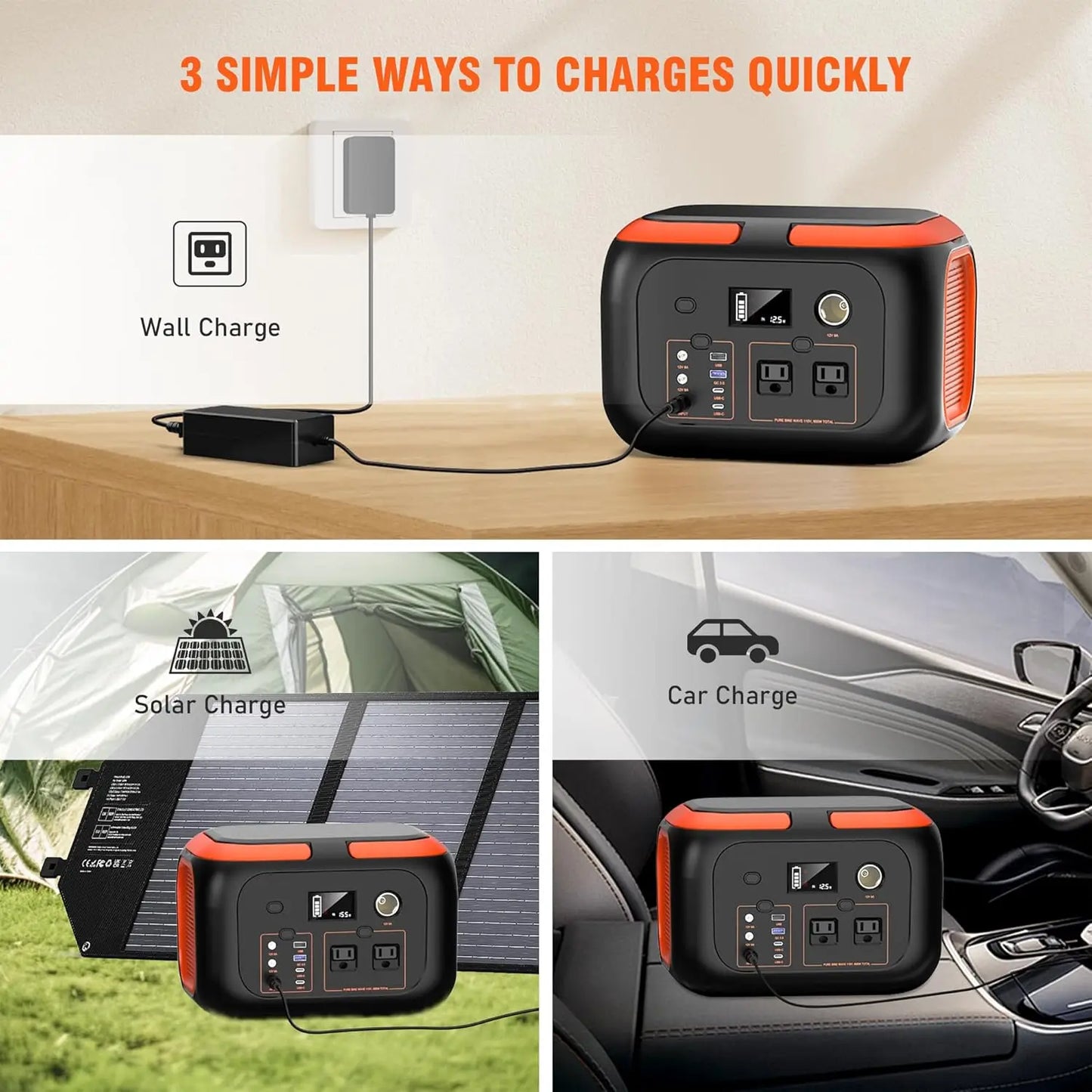 Portable Power Station, 110V AC Outlets For Camping