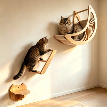 Wall Mounted Cat Shelves,  Hammock, Climbing Steps