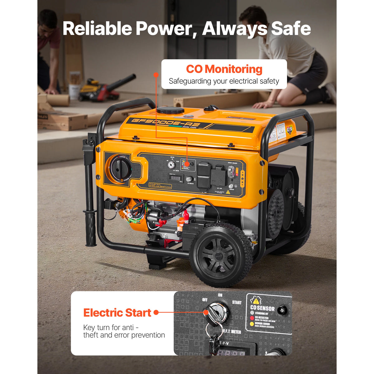 Portable Generator, Dual Fuel Generator with Electric Start