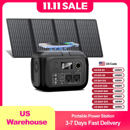 Power Station with Solar Panels, 110V Outlet