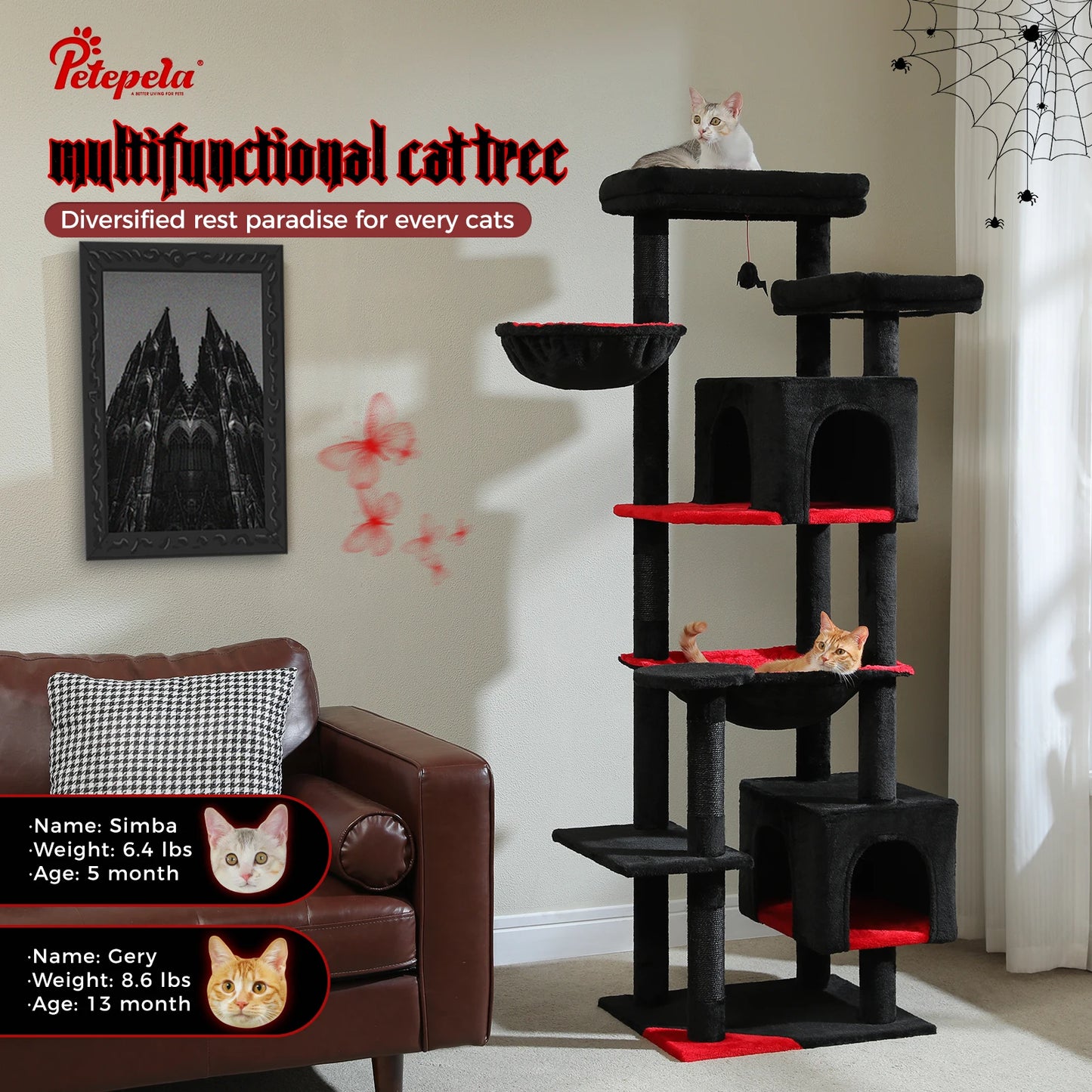 Cat Tree with Super Large Hammock, Scratching Posts