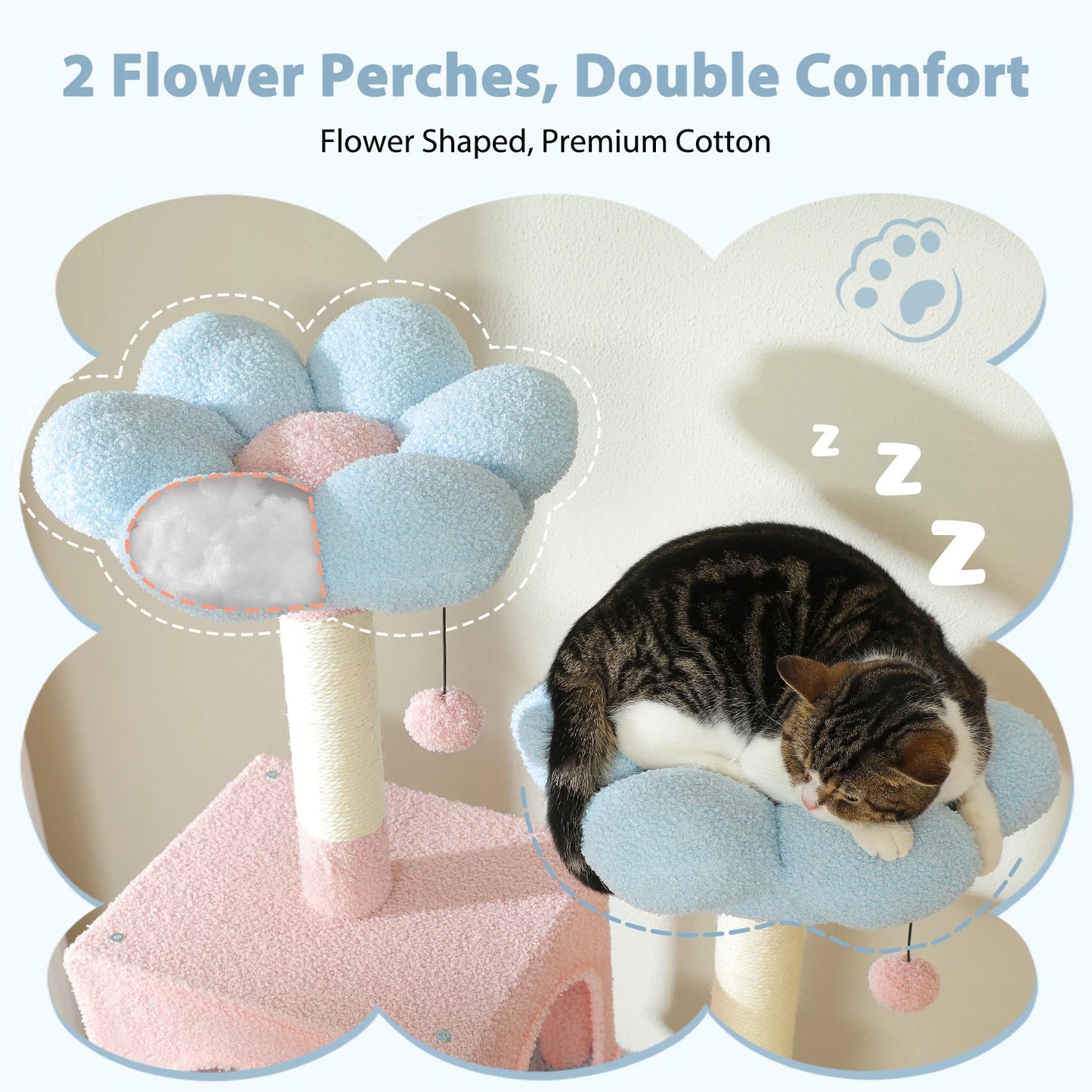 Cat Tree Tower With Sisal-Covered Scratching Posts, Hammock