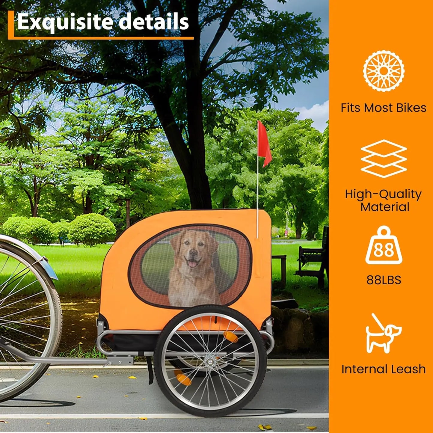 Dog Bike Trailer,  Pet Bicycle Carrier, Universal Coupler