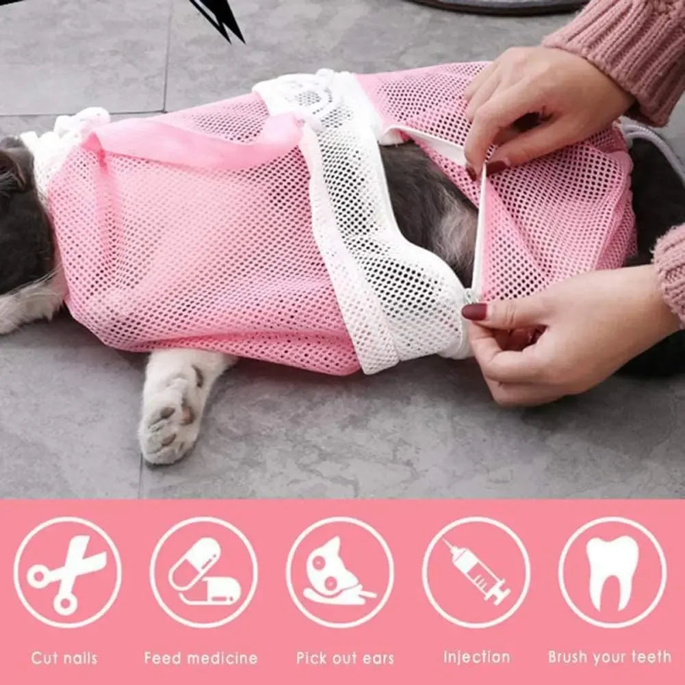 Mesh Cat Grooming Shower Bag