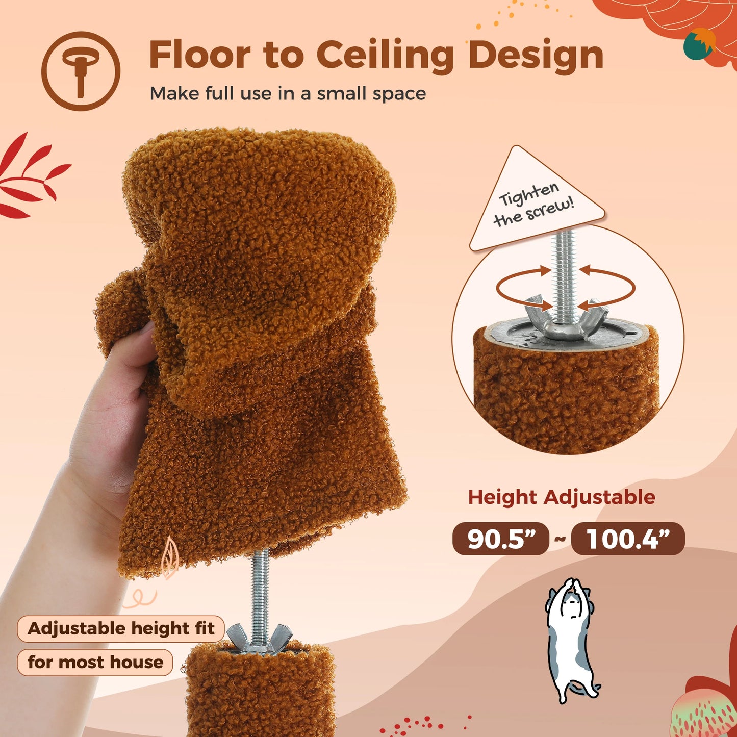 Cat Tower  with Cat Condo Cozy Hammock and Scratching Post