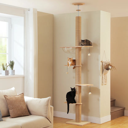 Floor to Ceiling Cat Tree for Indoor Cats  with Thick Scratching Posts