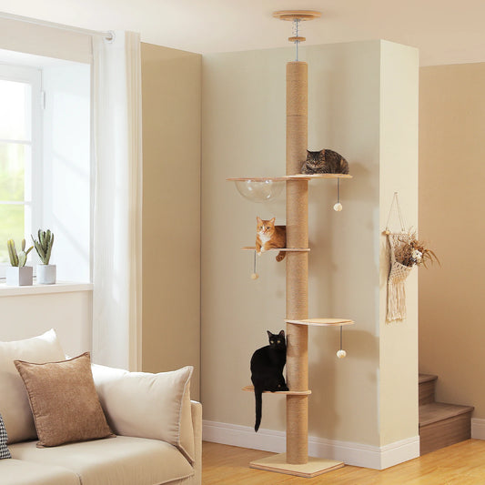 Floor to Ceiling Cat Tree for Indoor Cats  with Thick Scratching Posts