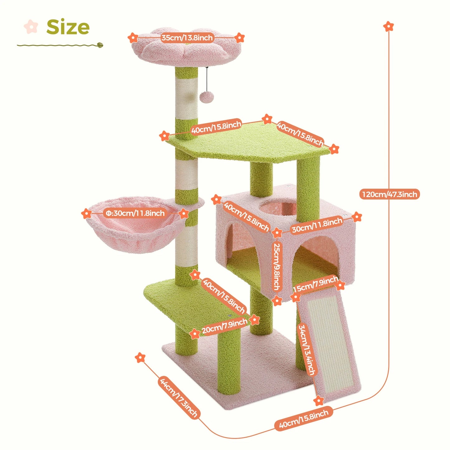 Cat Tree, Cat Tower with Sisal Covered Scratching Posts