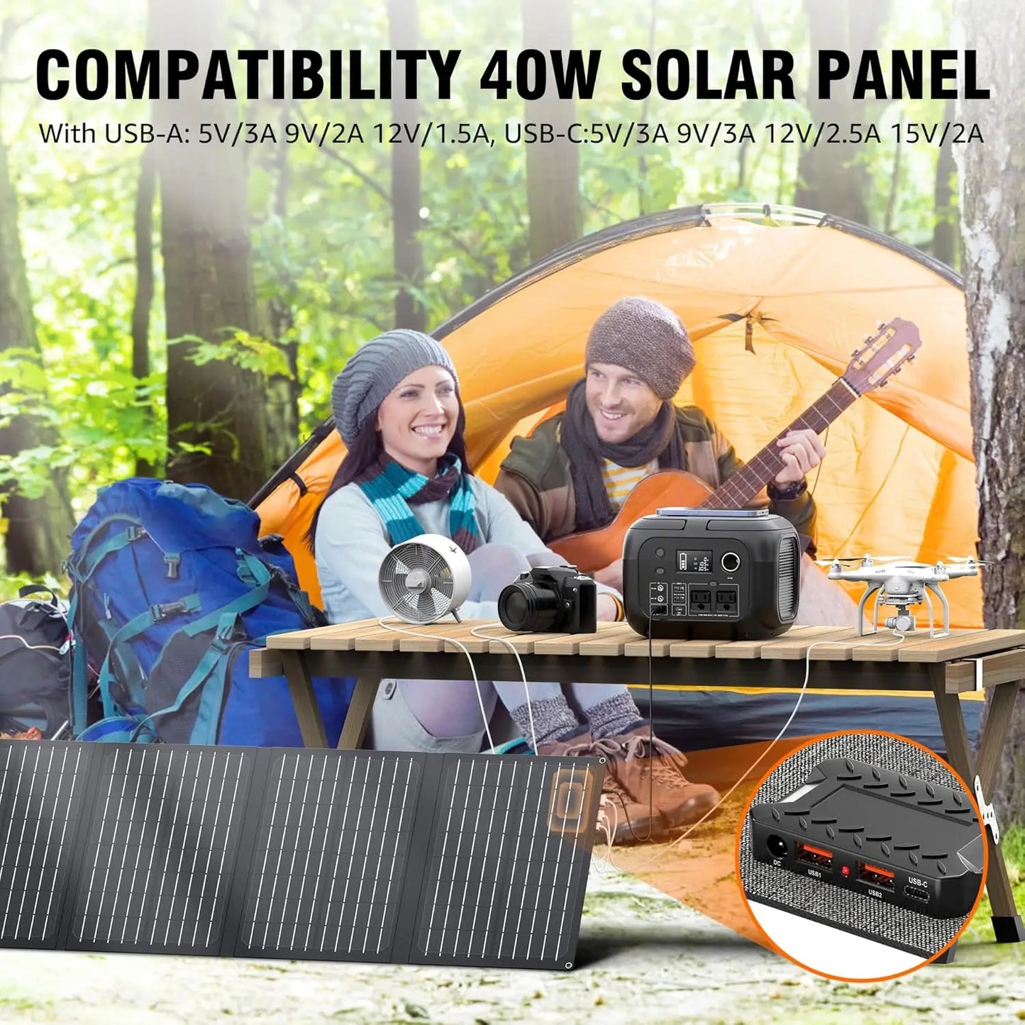 Power Station with Solar Panels, 110V Outlet