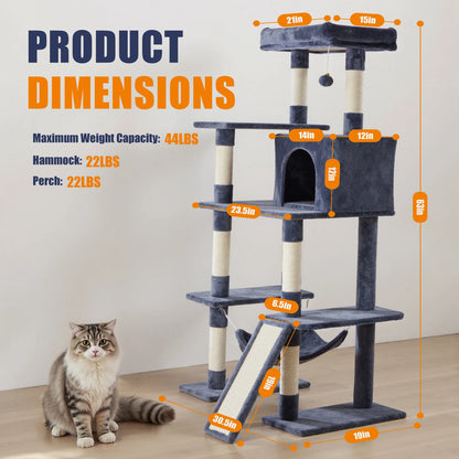 Cat Tree Tower, Sisal Scratching Posts, Multi Level Cat Climbing