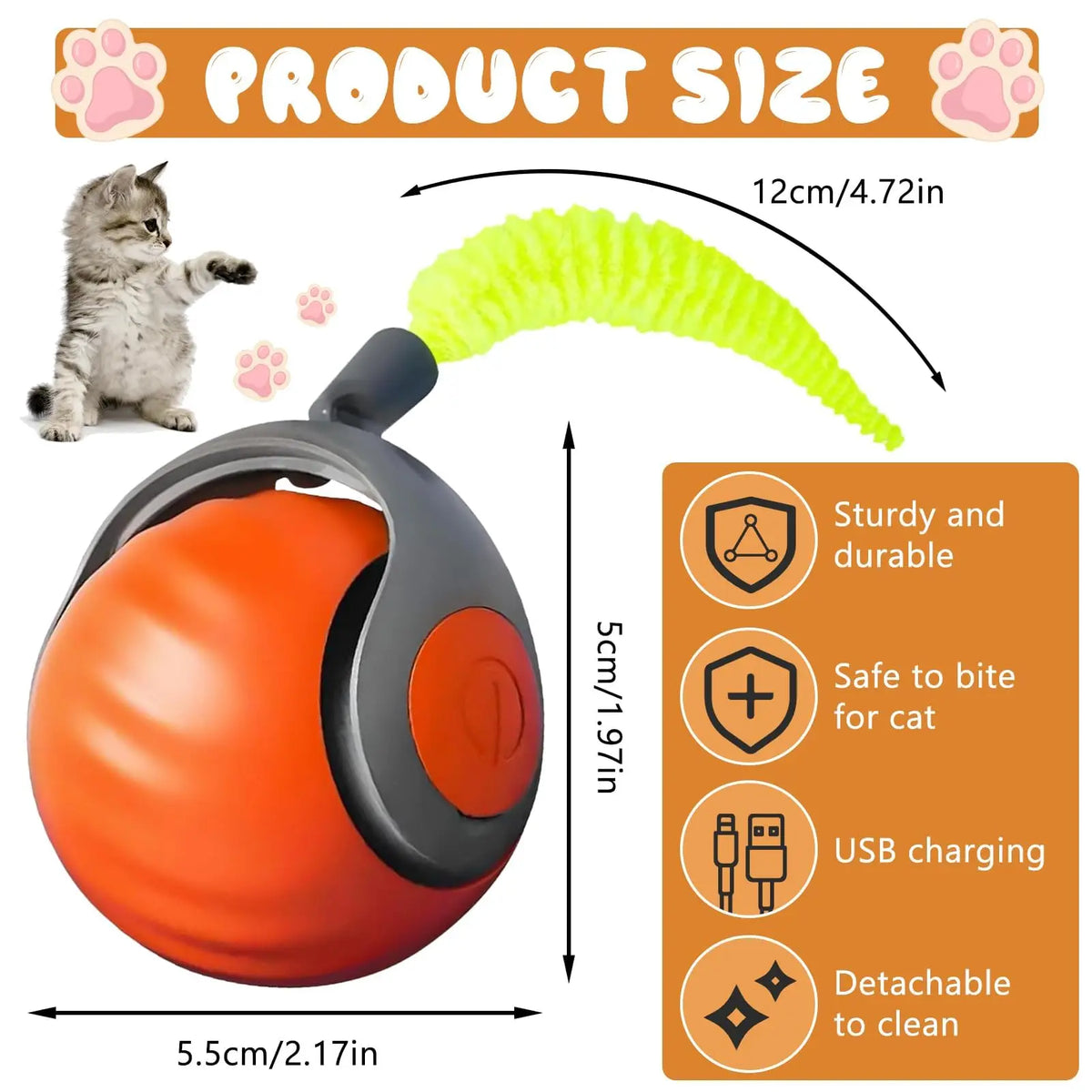 Speedy Tail Cat Toy, Interactive Cat Ball Toy