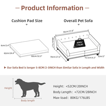 Elevated Dog Sofa for Medium to Large Dogs