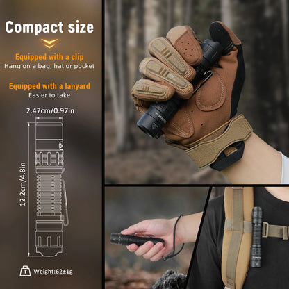 Tactical Flashlight, 2000 Lumens, Rechargeable Battery