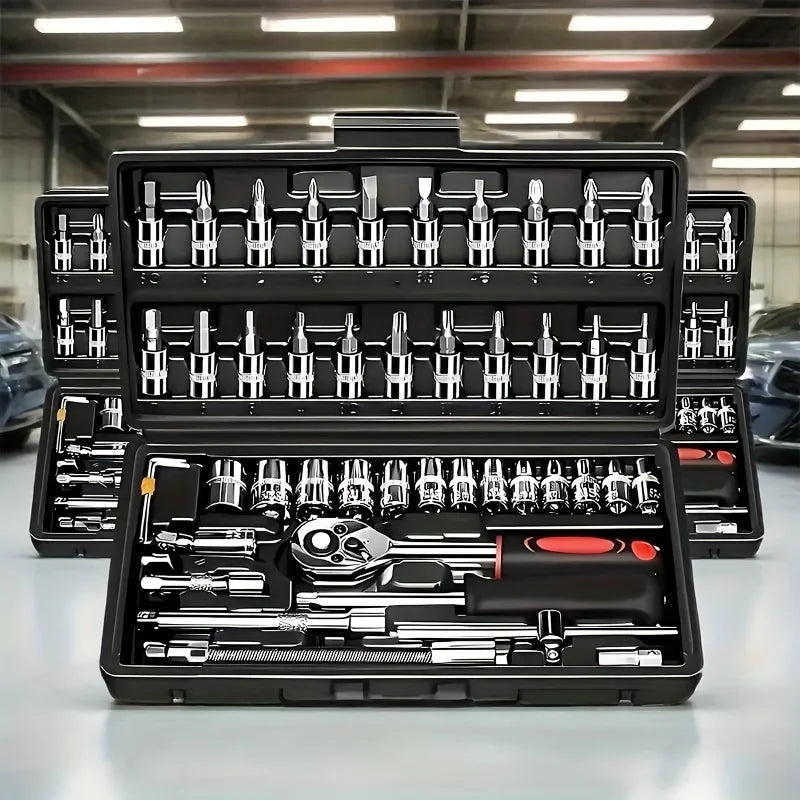 Steel Socket Set with Ratchet Wrench