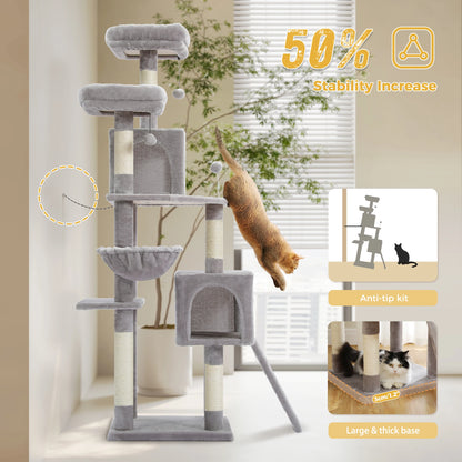 Multi-Level Cat Tree Tower with Sisal Scratching Post