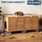 Cat Litter Box Enclosure Furniture, Handwoven Rattan Cat Houses