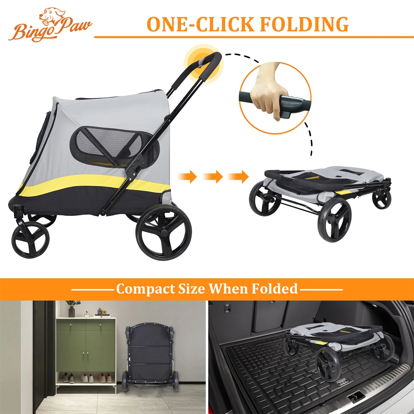 Folding Dog Stroller  Dog Jogger for Small to Large Dogs
