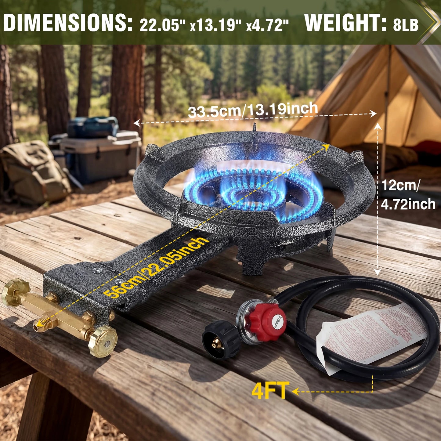 Heavy Duty Cast Iron Outdoor Wok Burner, Portable Gas Cooker