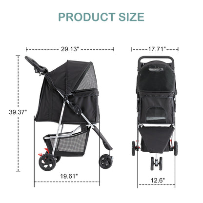 Foldable Pet Stroller for Small Dogs and Cats