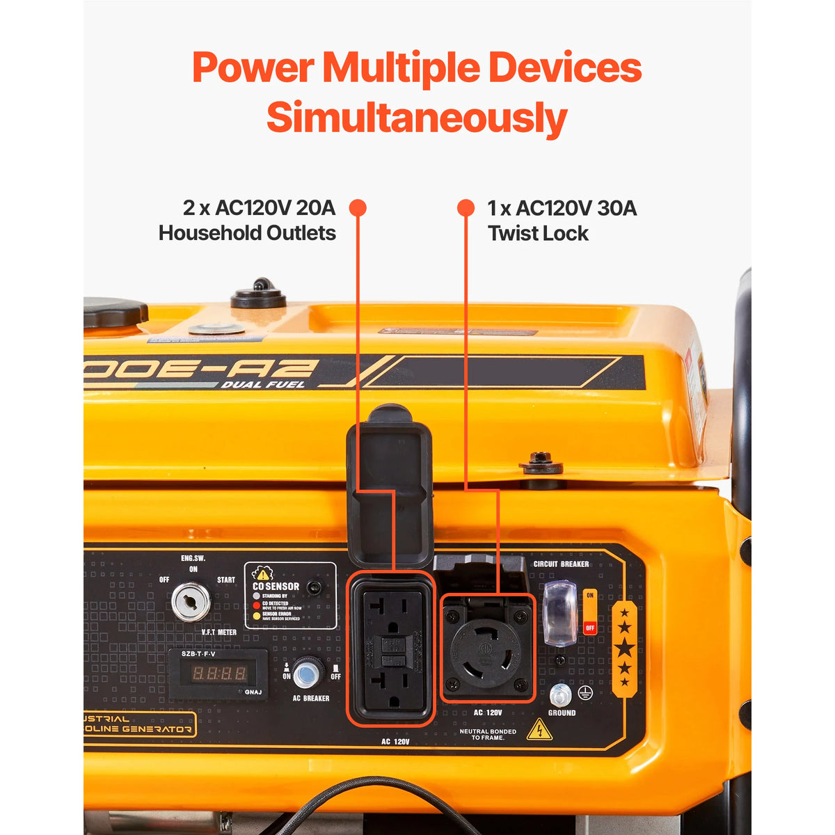 Portable Generator, Dual Fuel Generator with Electric Start