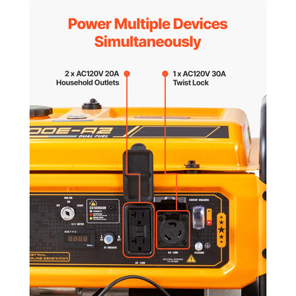 Portable Generator, Dual Fuel Generator with Electric Start