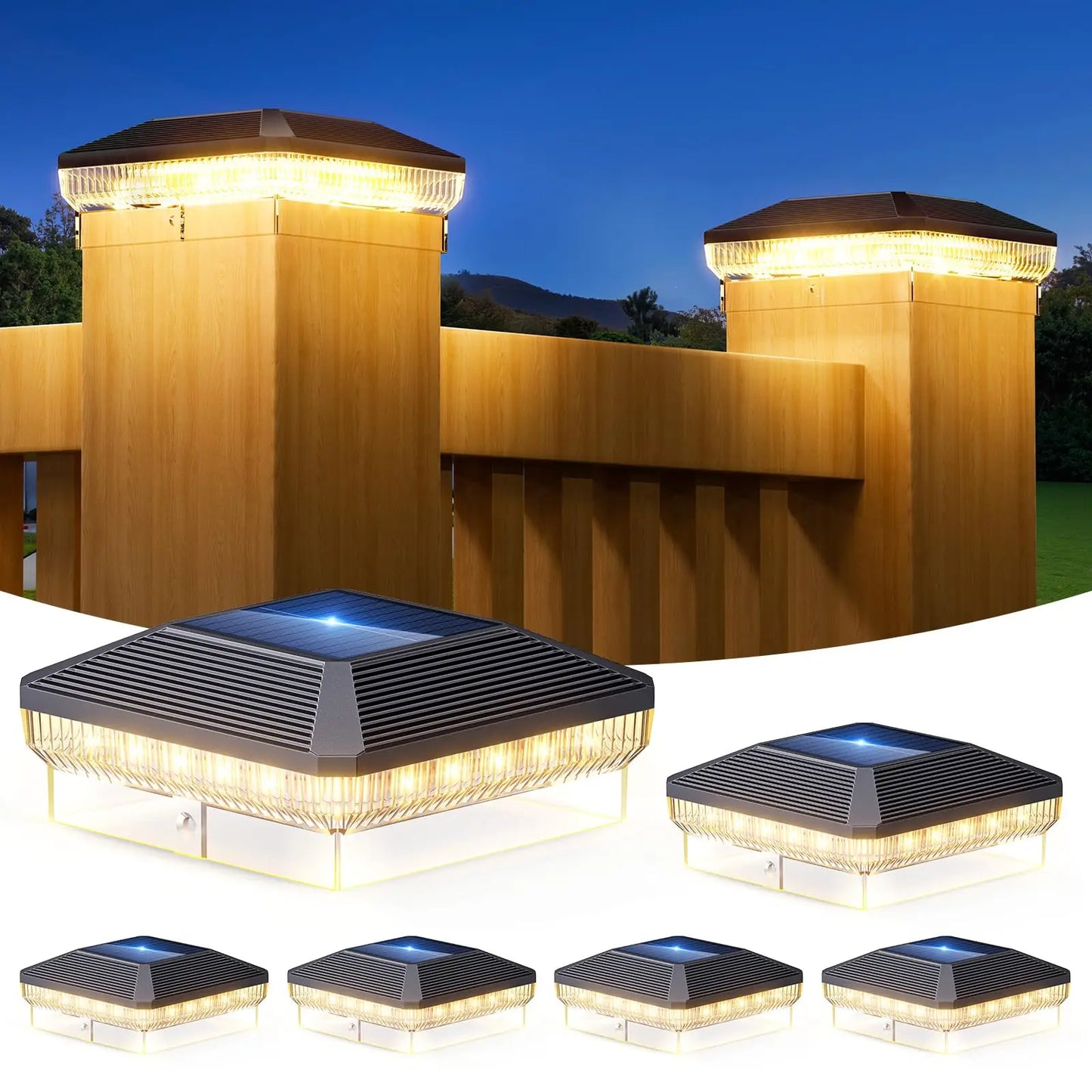 Solar Lights Outdoor Waterproof, Powered for Vinyl Wooden Post