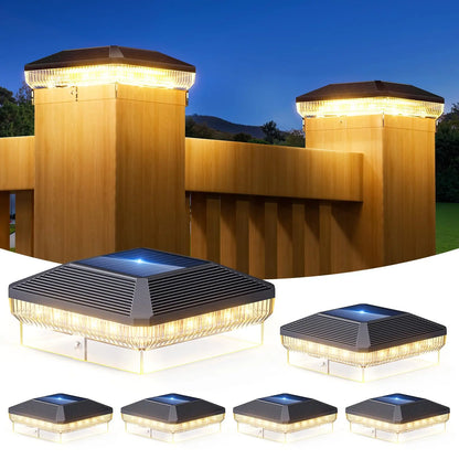 Solar Lights Outdoor Waterproof, Powered for Vinyl Wooden Post