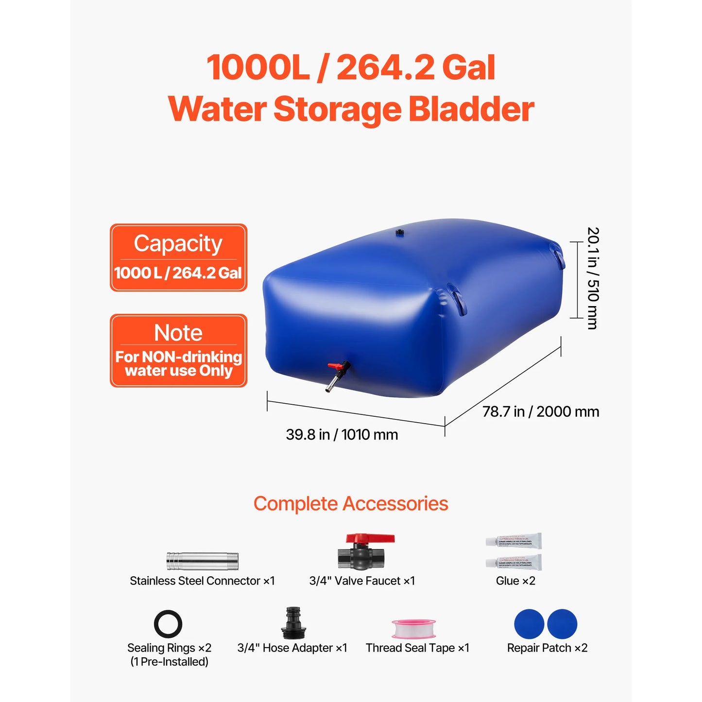 Water Storage Bladder, Portable & Collapsible