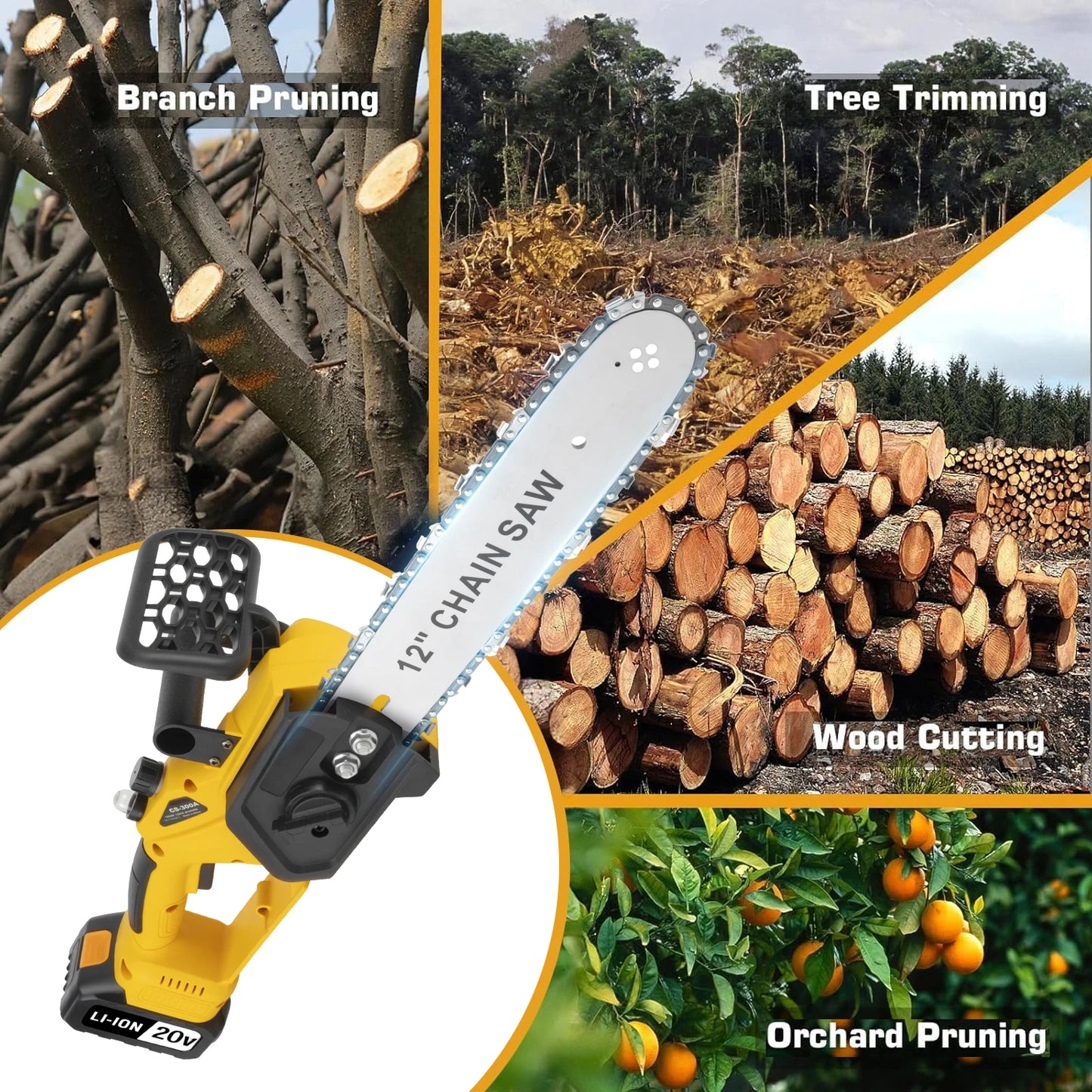12 Inch  Chainsaw Handheld Electric  with Batteries