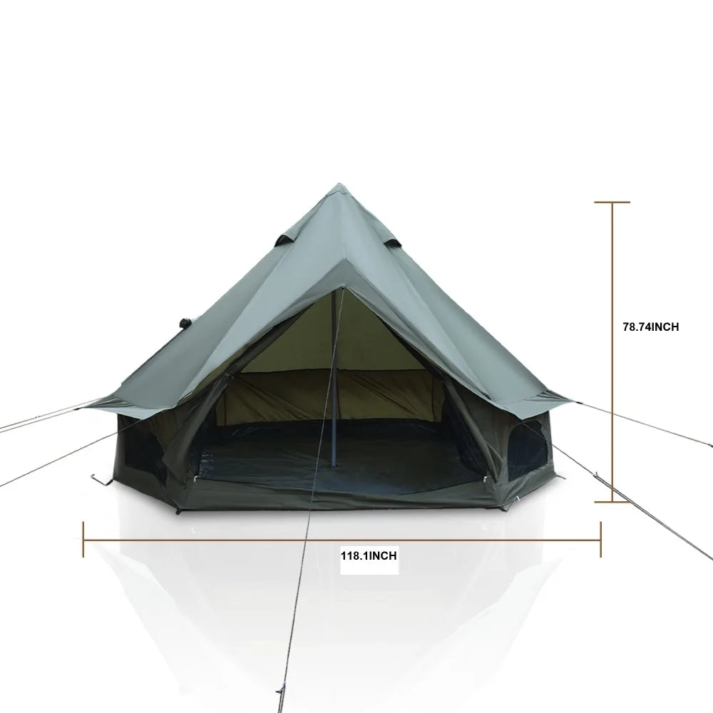 Bell Tent for Family Camping, Stove Jack, 4-8 People