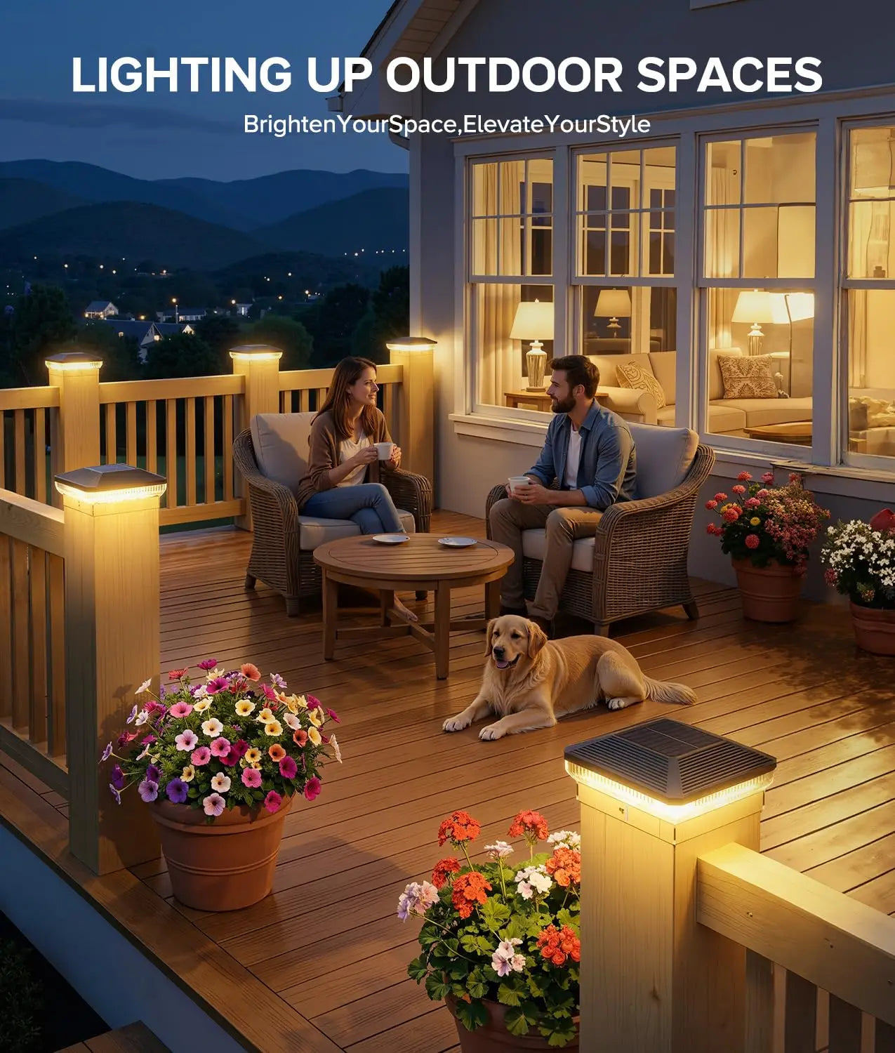 Solar Lights Outdoor Waterproof, Powered for Vinyl Wooden Post