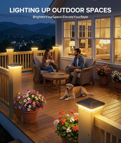 Solar Lights Outdoor Waterproof, Powered for Vinyl Wooden Post