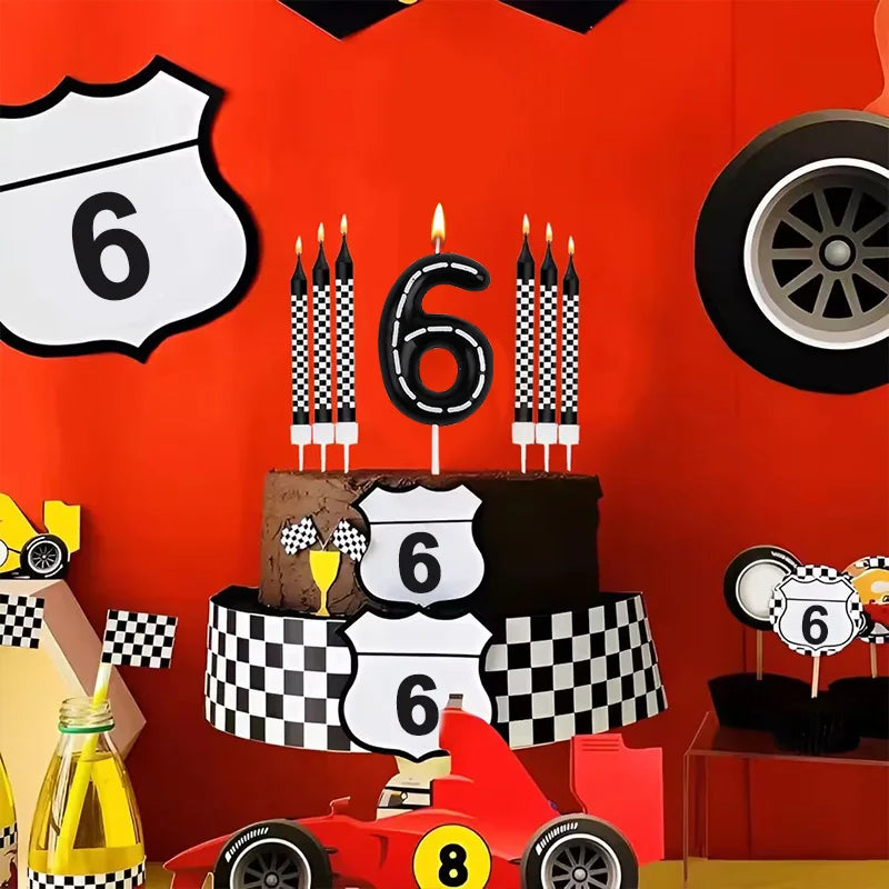 Birthday Candles Black White Checkered
