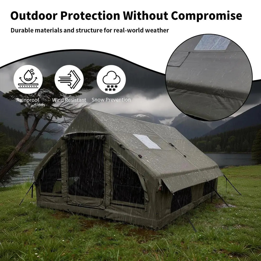 Inflatable Camping Tent, Stove Jack