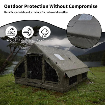 Inflatable Camping Tent, Stove Jack