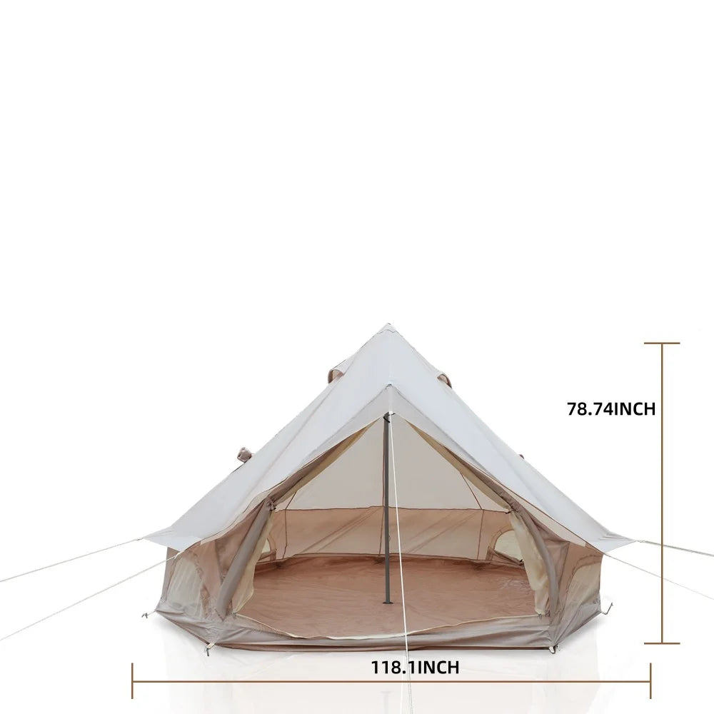 Bell Tent for Family Camping, Stove Jack, 4-8 People